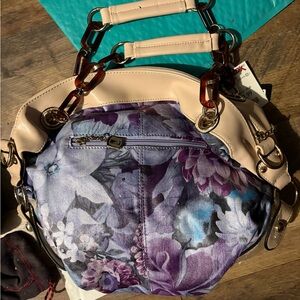 Floral Purple and Cream Women's Bag